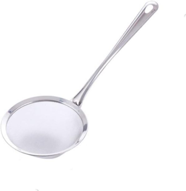 Fine Mesh Skimmer Spoon,Stainless Steel Hot Pot Fat Skimmer Mesh Strainer Spoon with Long Handle for Oil Filter Skimming Grease and Foam(L-14CM)