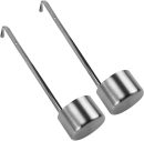 2Pcs 50ml Stainless Steel Wine Dipper Ladle Long Handle Flat Bottom Wine Ladle Measuring Scoop Dipper Spoon with Hook for Scooping Wine Beer Sauce Oil Kitchen Gadgets, Silver