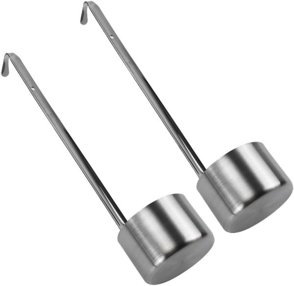 2Pcs 50ml Stainless Steel Wine Dipper Ladle Long Handle Flat Bottom Wine Ladle Measuring Scoop Dipper Spoon with Hook for Scooping Wine Beer Sauce Oil Kitchen Gadgets, Silver