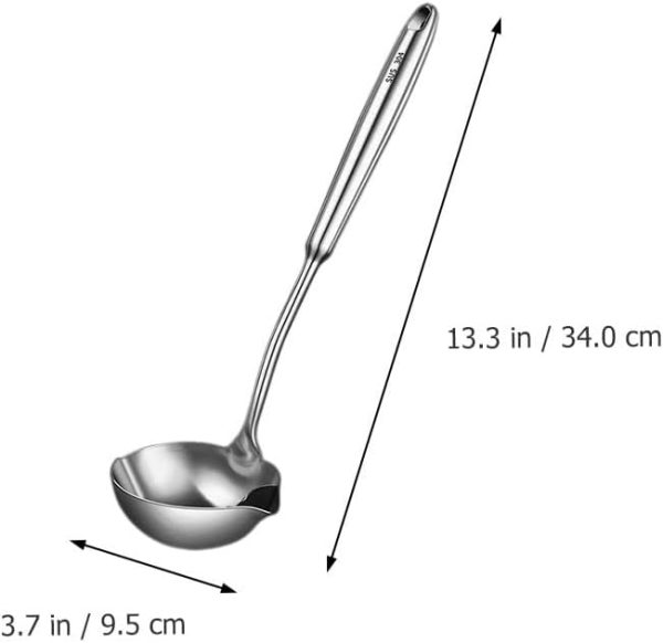 Stainless Steel Oil Filter Spoon - 13.38 Inch Soup Ladle with Strainer for Hot Pot, Grease Separator, Dishwasher Safe - Image 2