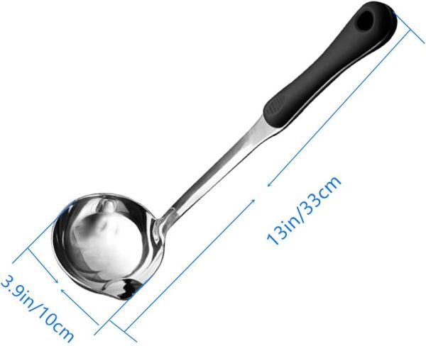 Advanced Stainless Steel Soup ladle, Long Plastic Handle Soup Residue Separator, Kitchen Colander Filtering Grease Large Spoon - Image 2