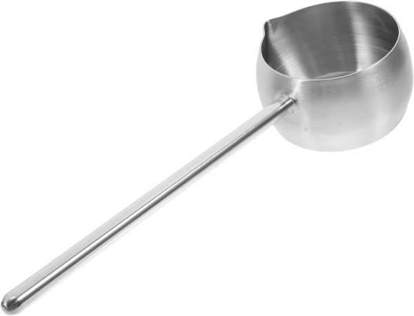 Luxshiny Stainless Steel Soup Ladle With Pour Spout Long Handle Water Ladle Oil Ladle for Kitchen Cooking Serving Soups and Drizzle Sauces Silver 280ml