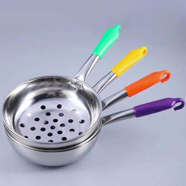 Large Hole Colander Filter Kitchen Utensils Ladle Metal Large Strainer Colander Strainer Colander with Handle Slotted Spoons for Cooking Stainless Steel Colander Cooking Oil Spider - Image 2