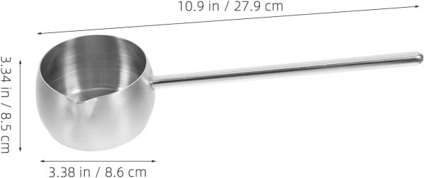 Luxshiny Stainless Steel Soup Ladle With Pour Spout Long Handle Water Ladle Oil Ladle for Kitchen Cooking Serving Soups and Drizzle Sauces Silver 280ml - Image 2