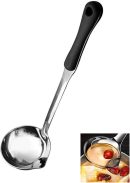 Advanced Stainless Steel Soup ladle, Long Plastic Handle Soup Residue Separator, Kitchen Colander Filtering Grease Large Spoon