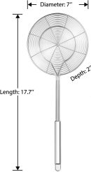 Solid Stainless Steel Spider Strainer Skimmer Ladle, Kitchen Utensils Wire Strainer Pasta Spoon, 7 Inch
