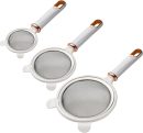 Fine Mesh Strainer Set, 3.54"/4.72"/5.9" 304 Stainless Steel Skimmer Spoon Sieves with Handles for Kitchen Baking Oil Filter Flour Sifter Foam - White