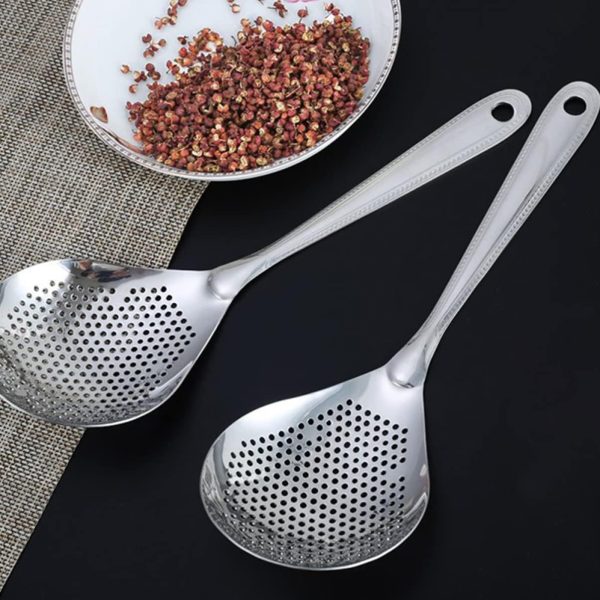 Metal Filter Spoon Large Slotted Spoon Stainless Steel Pot Strainer Easy to Use and Clean - Image 2