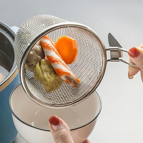 2Pcs Stainless Steel Noodle Strainer Spoons: Hot Pot Strainer Basket for Cooking and Frying, Kitchen Colander for Pasta, Noodles, and Boiling Food, Space-Saving Design with Hanging Handle - Image 2